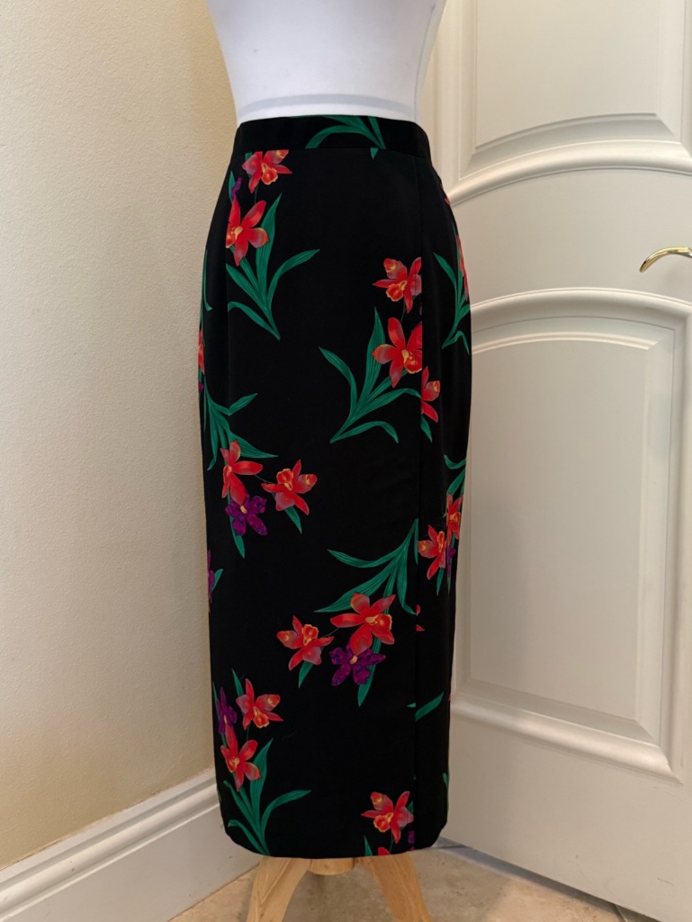 Vintage Joan Leslie faux wrap front maxi skirt